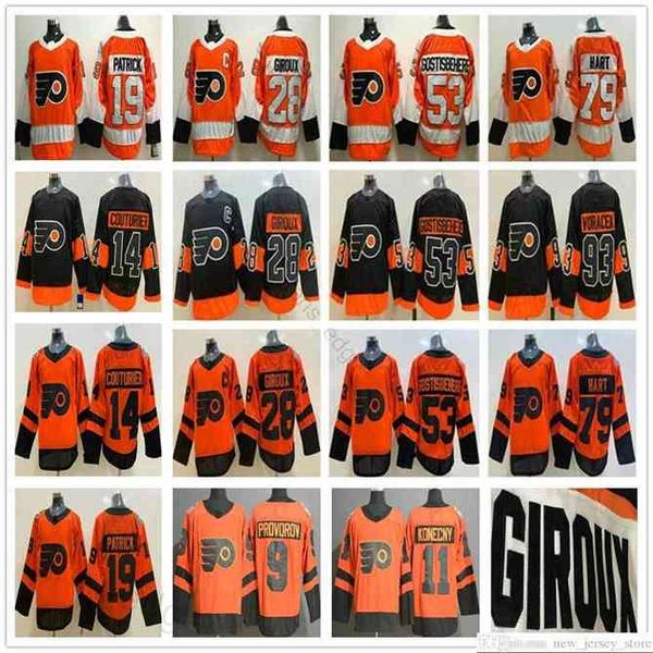 

96 Philadelphia Flyers Ice Hockey Jerseys 28 Claude Giroux 11 Travis Konecny 9 Ivan Provorov 79 Carter Hart Jakub Voracek Shayne Gostisbehere, Black