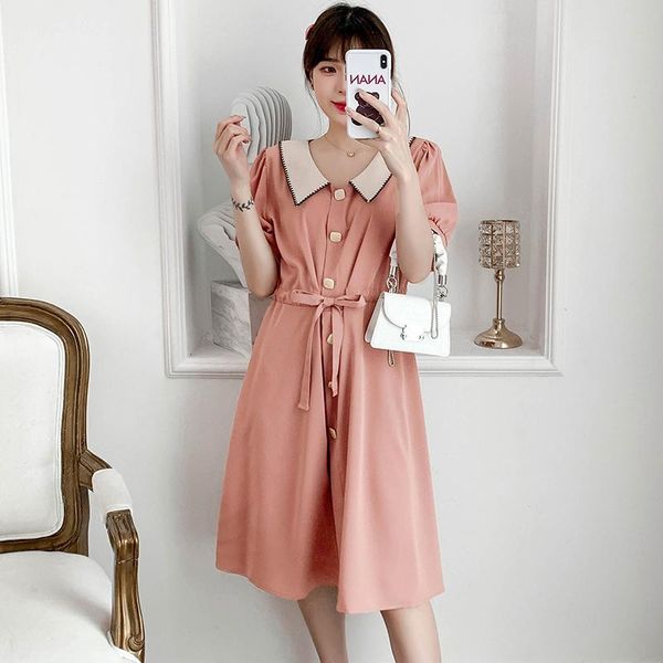 

maternity dresses summer pregnant women breastfeeding dress single-breasted postpartum woman nursing office lady elegant lactation, White