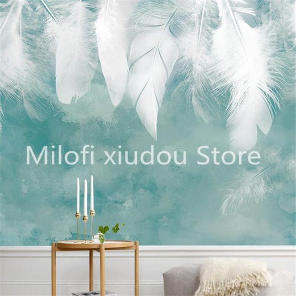 

wallpapers milofi custom 3d wallpaper mural modern minimalist light luxury white feather abstract living room bedroom background wall decor