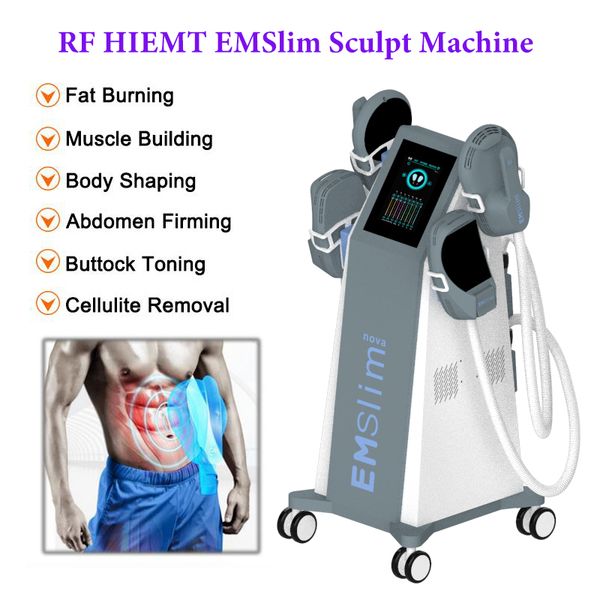 4 Maniglie RF Emslim Hi-EMT Dimagrante Macchina EMS Elettromagnetico Muscolo Muscolo Stimolazione Grasso Bruciare Borning Body Shaping Lifting Glutei Braccio Coscia Addome Hiemt