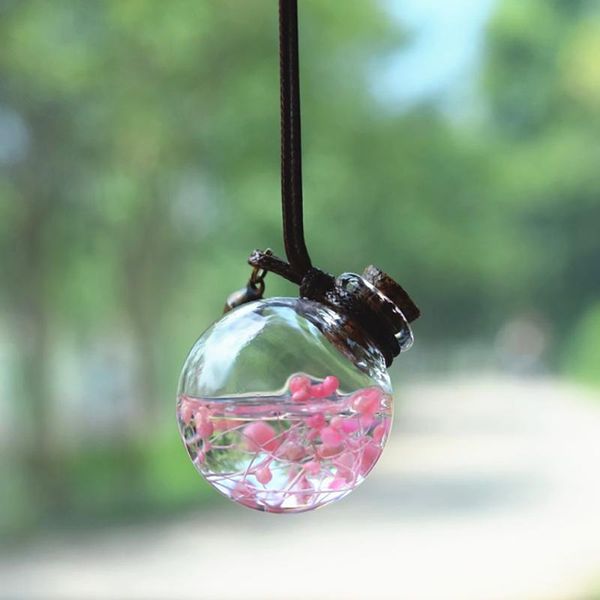 

car air freshener perfume bottle pendant empty hanging for essential oils scent with flower auto ornament without