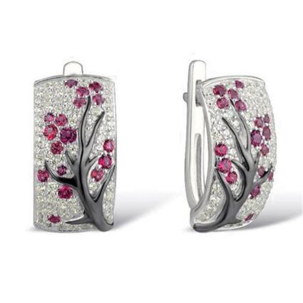 

plum clip earrings luxurious multi color rhinestone earrings for women wedding jewelry accessories, Silver