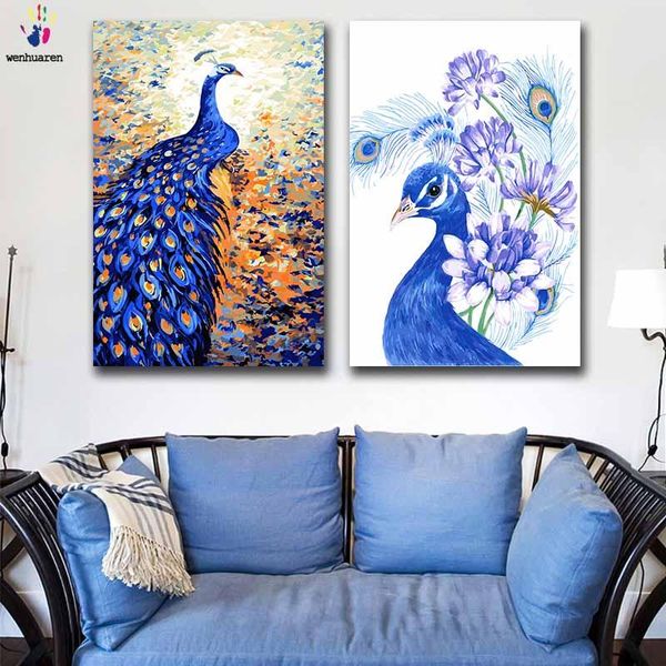 

paintings diy colorings pictures by numbers with colors peacock queen picture drawing painting framed home decor two pieces