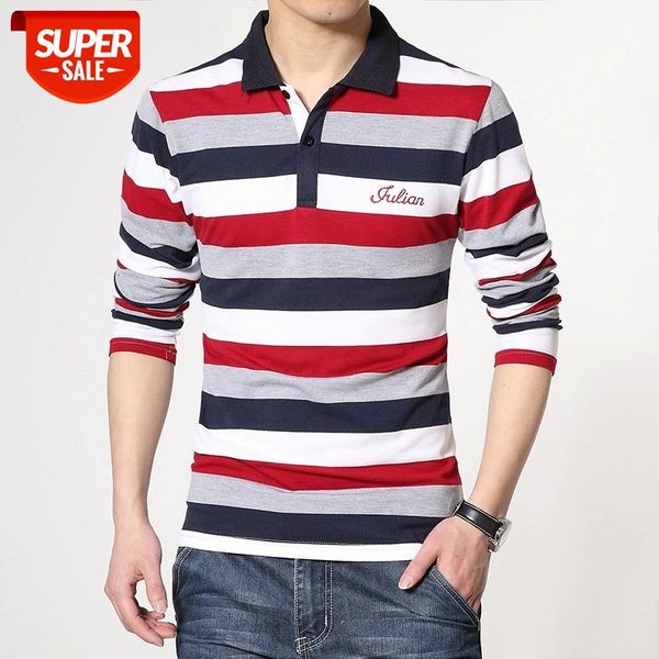 

Casual Striped Design 2019 Polo Shirt Men Plus Asian Size 5XL 4XL 3XL-M Spring Autumn Long Sleeve 95% Cotton #ym1J, White;black
