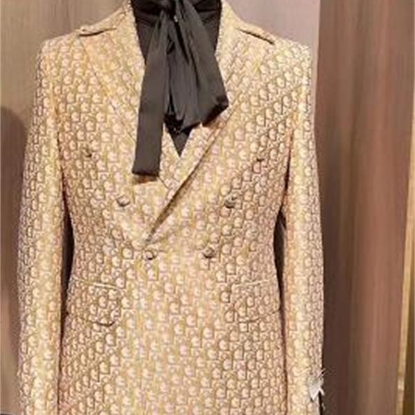 

men's suits & blazers luxury fashion golden pattern wedding suits for men lapel double breasted groom slim fit party formal blazer, White;black
