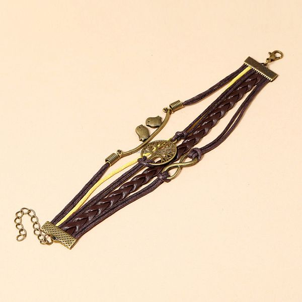 Pássaro Infinity Árvore de pulseira pulseira ajustável pulseiras multicamadas para mulheres moda jóias presente e arenoso