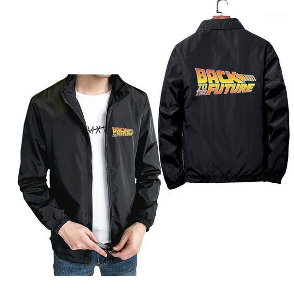 

men's jackets back to the future zipper jacket sweatshirt male spring print windbreaker coat men fashion brand oversized streetwear, Black;brown