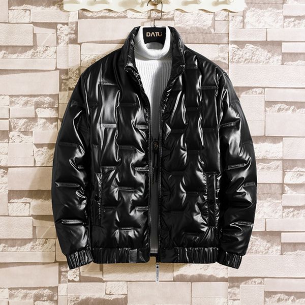 

2021 new down men's bright face short winter stand collar handsome fashion youth thickened et men, Black