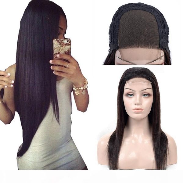 

4x4 closure wigs for black women 180% 250% density human hair straight lace wigs natural black color peruvian wig remy hair