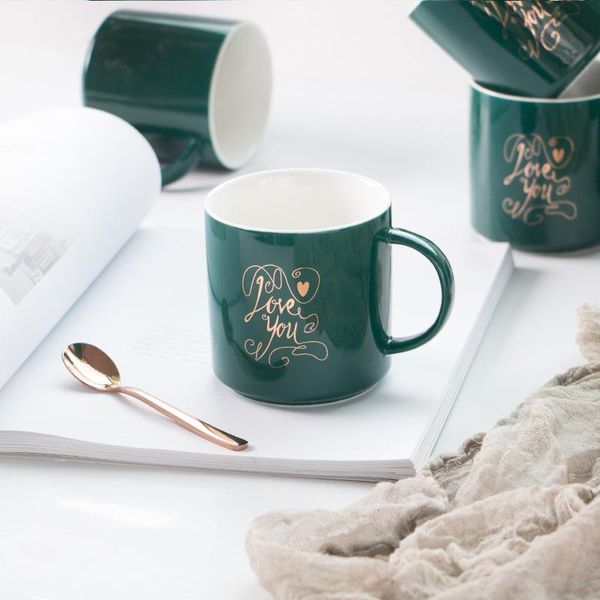 

mugs nordic style ceramic coffee mug printed letter household water cup office