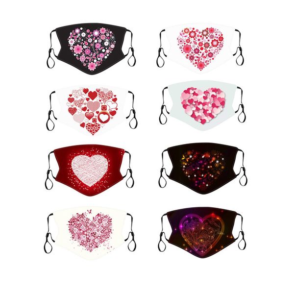 

valentine's day printed cotton face mask fashion couple dustproof and washable adjustable cotton mask can put pm2.5 filter