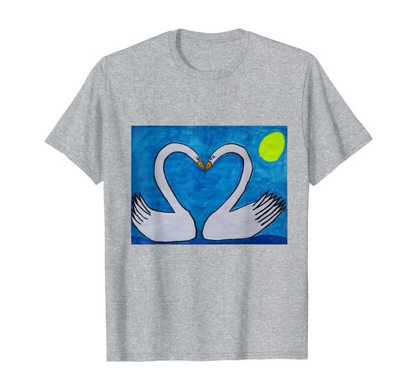 

"swans" swans in love t-shirt, White;black