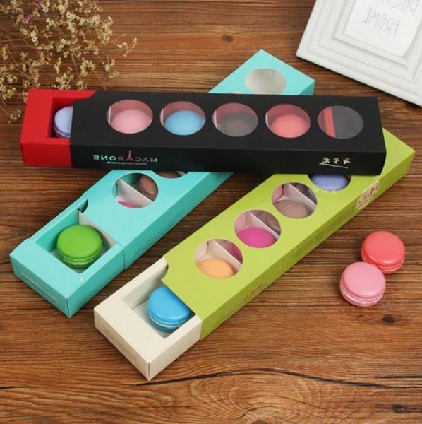 

5 grid macaron boxes cookie cake macaroon chocolate box wedding party gift packing box wholesale