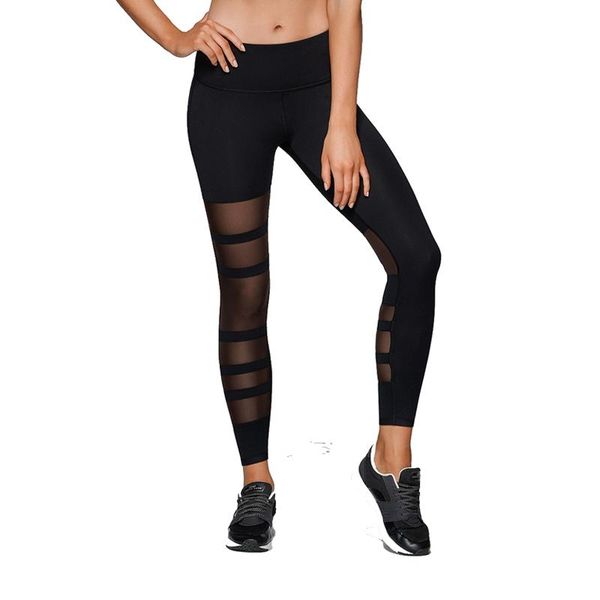 

yoga outfits women's pants irregular bandage perspective stretch hip fitness famale leggings, White;red
