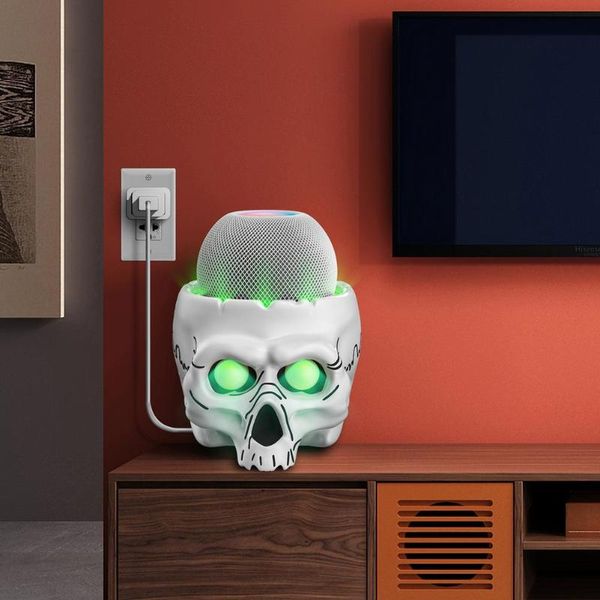 

computer speakers skeleton head statuette stand for google home pod mini audio voice assistant bedroom bathroom kitchen study mount holder