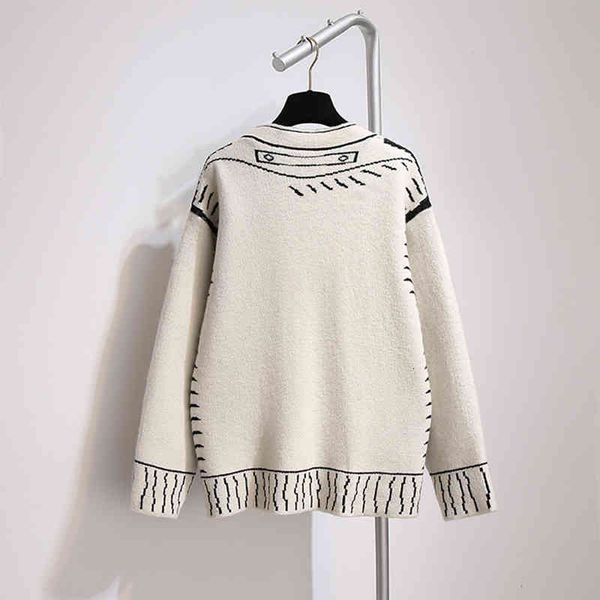 

women's jackets korobov preppy style japanese kawaii sweater korean hit color knitted striped cardigan vintage elegant v neck 9mfe, Black;brown