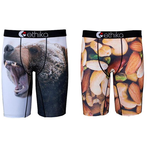 

ethika men's staple underwea nuts and bear printing sports hip hop underwear skateboard street fashion streched legging quick dry64534, Black;white