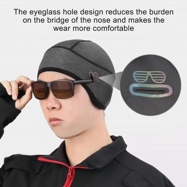 

cycling caps & masks winter warm bicycle cap helmet liner thermal skullcap beanie with ear covers for running skiing equipmen, Black