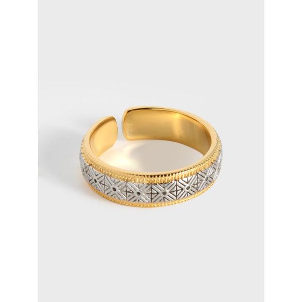 

cluster rings golden silver mixed 925 sterling silverdesign anillos vintage color joint open for women fine jewelry