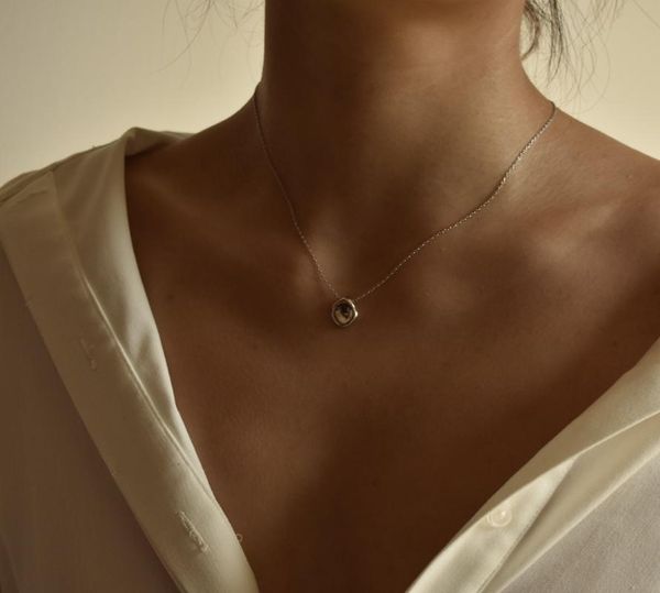 

pendant necklaces wearing 925 sterling silver irregular necklace gold-plated female chocker clavicle chain
