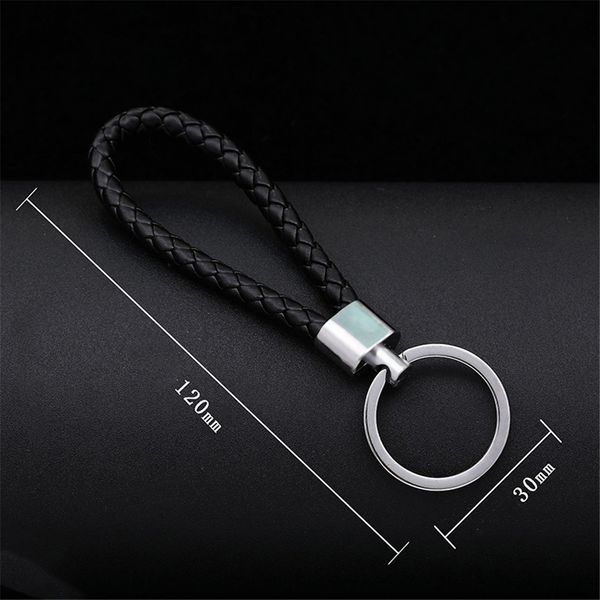 

pu leather woven rope keychain bag pendant key holder car key trinket keyring for men women, Slivery;golden