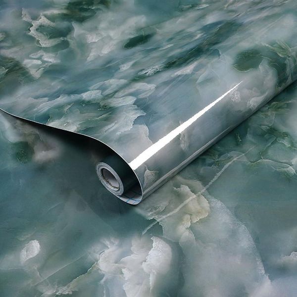 

wallpapers 1000cm wide self-adhesive imitation marble wallpaper kitchen antifouling oil-proof windowsill wall
