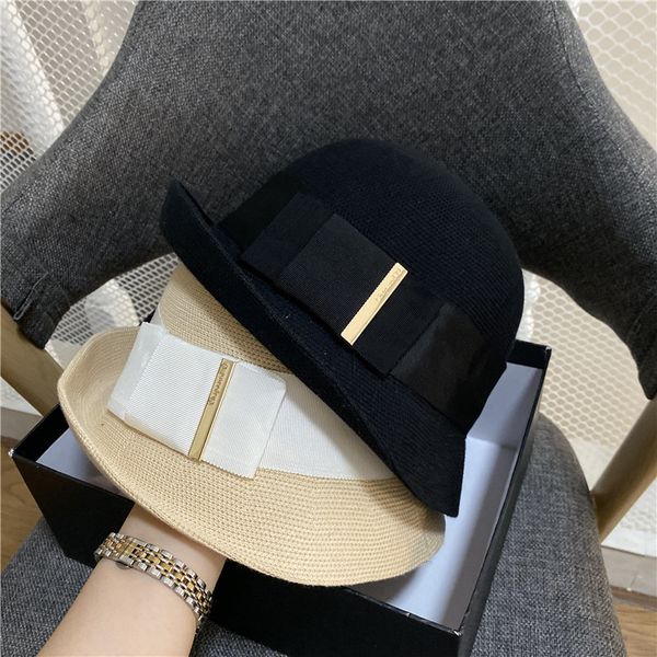 

sun li's same curled knitted fisherman's hat for women's summer, Yellow