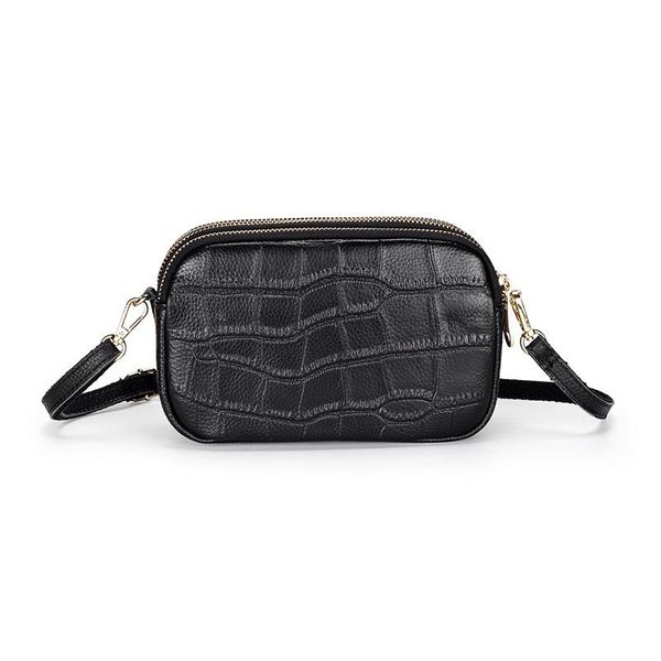 

cross body three-layer messenger bag fashion embossed crocodile single shoulder head layer leather large capacity