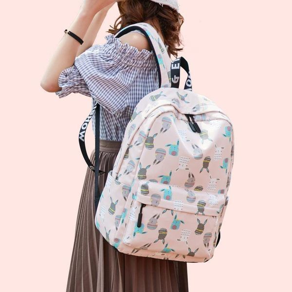

waterproof polyester women school bags for girls teenagers cartoon flower backpack travel backpacks children cute book bag