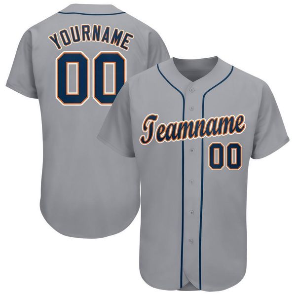 

custom gray navy-orange baseball jersey, Blue;black