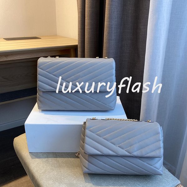 

women 2021 new designers crossbody bag genuine leather original quality shoulder bags golden hardware chain luxurys blue ladies popular
