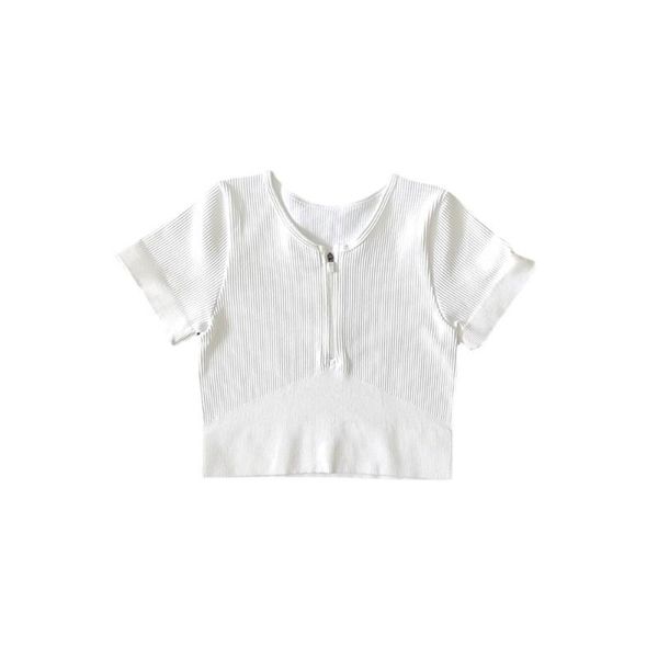 

yoga outfit shirts short sleeve solid color seamless women fitness crop workout gym clothes sportswear running t-shirts