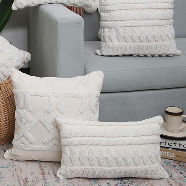 

cushion/decorative pillow ivory cushion cover 45x45cm/30x50cm cotton looptufted for home decoration netural living room bedroom