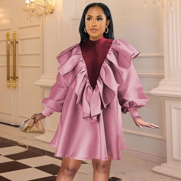 

ethnic clothing african women dress patchwork ruffle long sleeves autumn spring party christmas gowns dresses for, Red