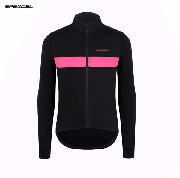 Giacche da corsa SPEXCEL Maglia da ciclismo in pile termico invernale a basso profilo nero rosa slim fit Maglia a maniche lunghe