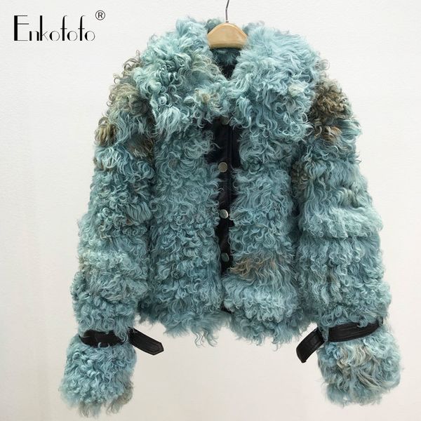 

2021 real tigrado sheep fur coat women winter high street cotton liner short double-faced natural real fur jackets outerwear, Black
