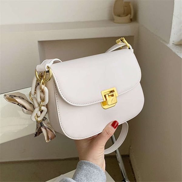 

women soft pu leather square shoulder bag scarv decoration chain pure color crossbody female digner flap handbags sac