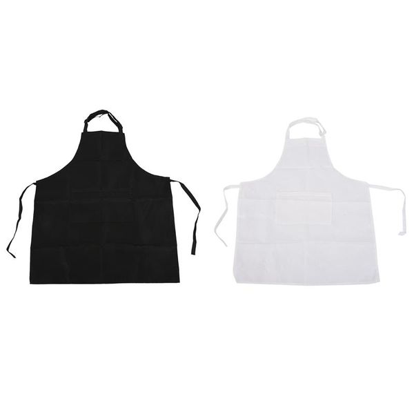 

aprons adjustable bib apron thicker version waterdrop resistant with 2 pockets cooking kitchen for women men chef, white & black