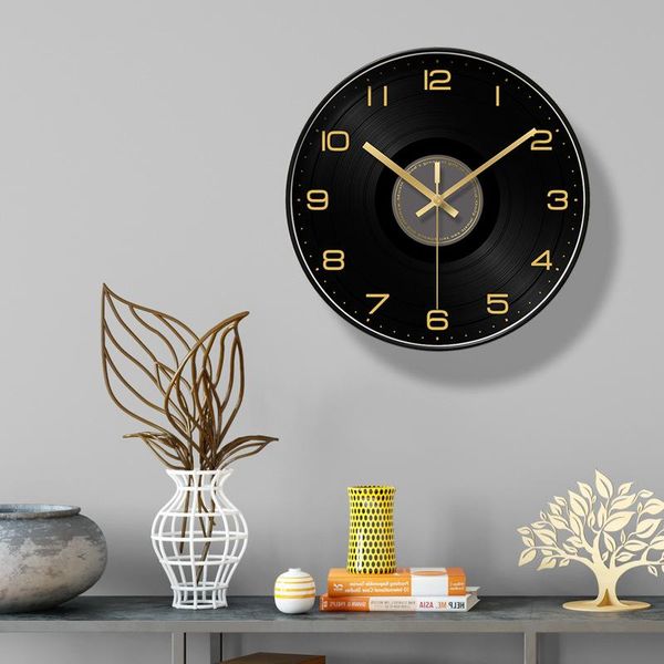 

wall clocks modern design clock novelty plastic industrial nordic round record montre mural living supplies de50zb