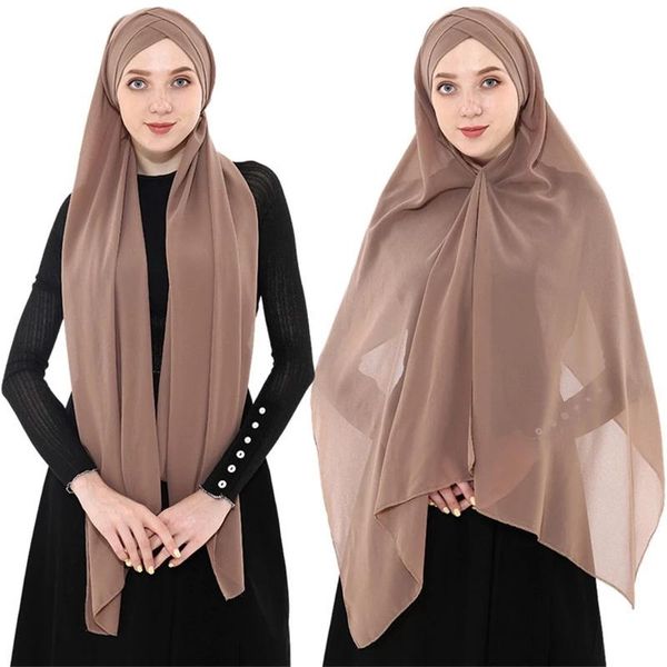 

scarves 2021 women's chiffon muslim scarf ramadan soft solid instant hijab shawls headscarf easy ready to wear islamic wrap head, Blue;gray