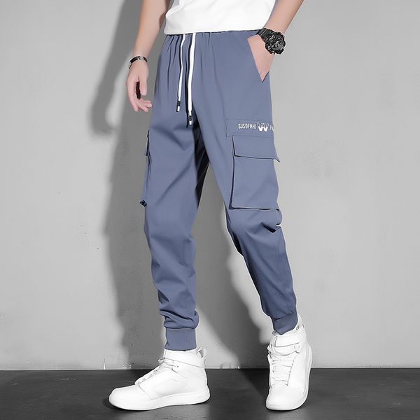 

2021 new spring autumn skinny pencil casual fashion pants ankle-length hip hop men's trouers streetwear punk oversized 0xif, Black