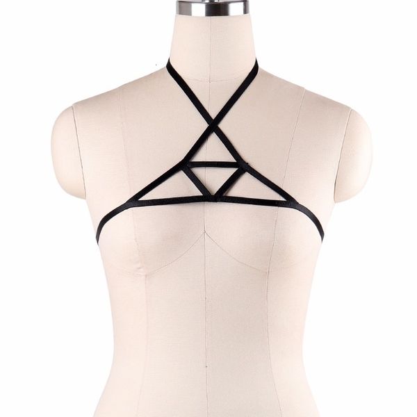 

black belt adjustable criss cross bondage harnas lingerie women fetish wear kooi bralette do0566, Black;white