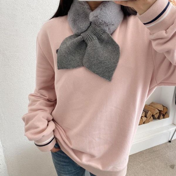 

Warm Faux Fur Neck Collar Scarf Fashion Black Thick Knitted Girl Scarfs White Winter For Ladies Women Heart Scarf F3I7, Blue;gray