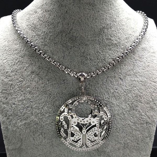 

pendant necklaces 2021 fashion big dragonfly stainless steel chain necklace for women silver color neckless jewelry gargantillas mujer moda