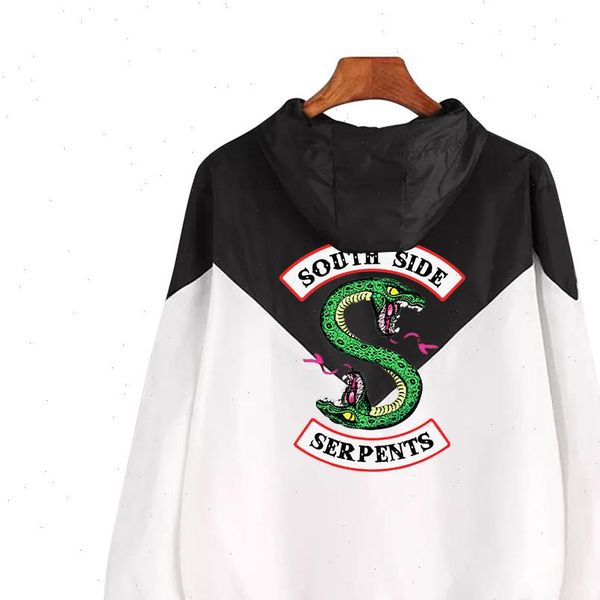 

riverdale sports style jackets female long sleeves women clothing color matching elastic waist harajuku printed hooded jackets, Black;brown