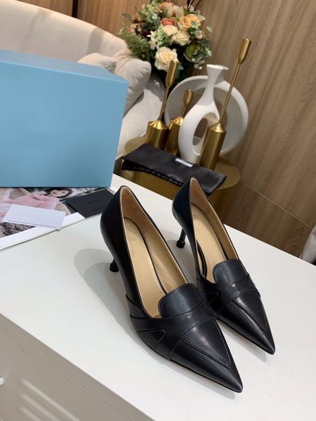 

high-heeled sandals leather leather women casual dress pointed shoes women wedding high heels dress shoes size 35-39, Black