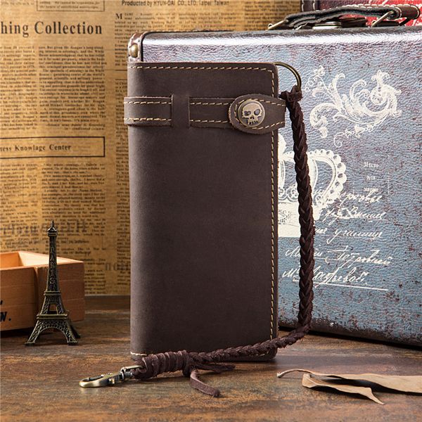 

wallet crazy horse skin short solid color men's mobile phone bag outdoor, Red;black