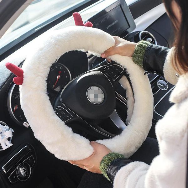 

steering wheel covers 15 inch christmas universal auto parts cover short plush car interior decorations