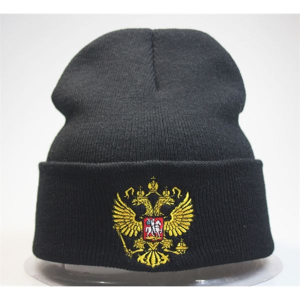 

beanies sale popular russian russia national emblem embroidered knitted hat pullover autumn and winter warm men women, Blue;gray