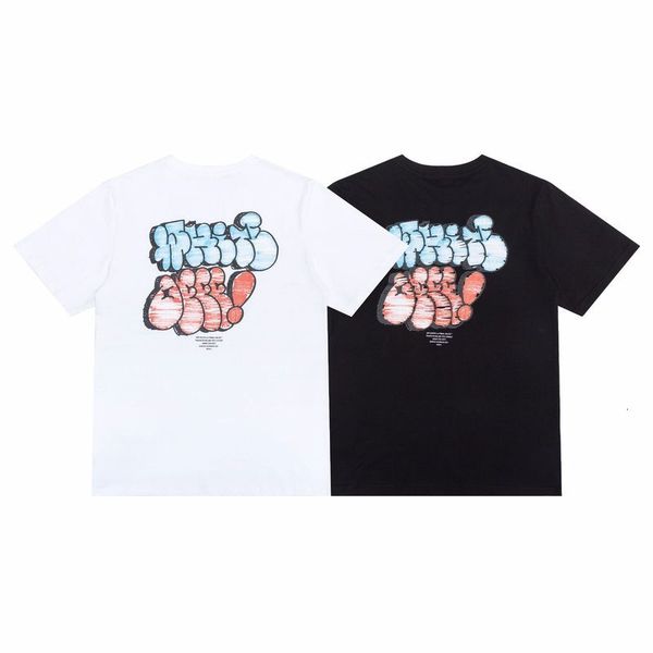 

the new summer 2021 spring new ow back children's fun fat letter graffiti short sleeve men's and women's casual t-shirt, White;black
